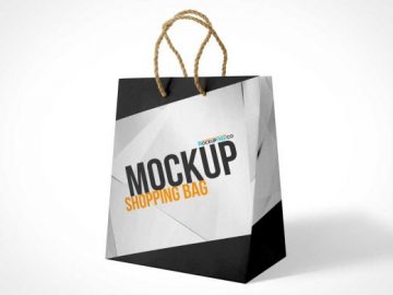 3 Boutique Paper Shopping Bag Sizes & Carry Handles PSD Mockup