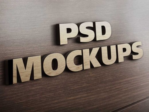 3D Wooden Corporate Logo PSD Mockup