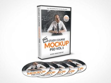5 CD Study Course with DVD Case PSD Mockup