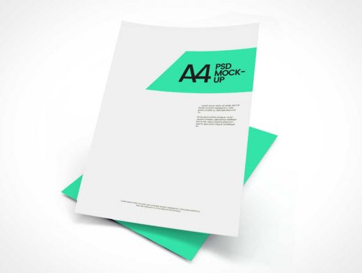 A4 Floating Corporate Letterhead Pair PSD Mockup