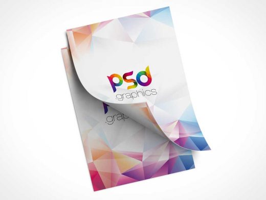 A4 Flyers Front Cover & Page Curl PSD Mockup