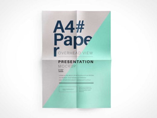 A4 Paper Overhead Top View PSD Mockup