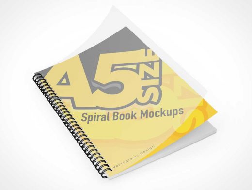 A5 Spiral Ring Book & Cover PSD Mockup