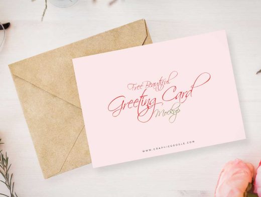 Beautiful Greeting Card & Envelope PSD Mockup