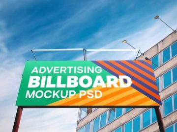 Billboard Outdoor Advertising Landscape Orientation PSD Mockup