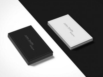 Black and White Business Cards PSD Mockup