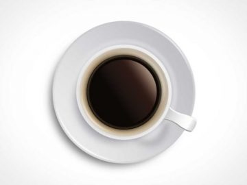 Black Coffee PSD Mockup Ceramic Cup And Saucer Top View