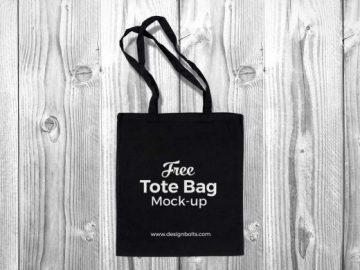 Black Cotton Tote Shopping Bag PSD Mockup