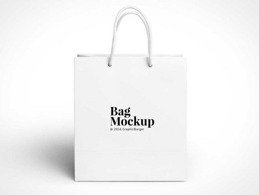 Boutique Paper Shopping Bag PSD Mockup With Rope Carry Handles