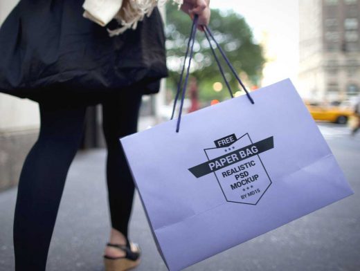Boutique Shopping Bag With Carry String PSD Mockup