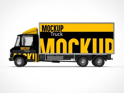 Box Truck Delivery Shipping PSD Mockup