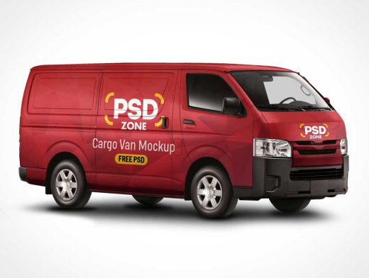 Branded Cargo Delivery Van PSD Mockup