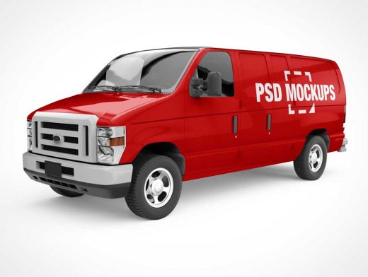 Branded Delivery Van Front, Back & Side PSD Mockup