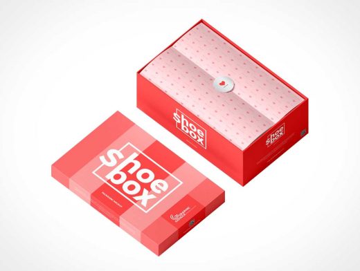 Branded Shoe Box Cardboard Packaging PSD Mockup