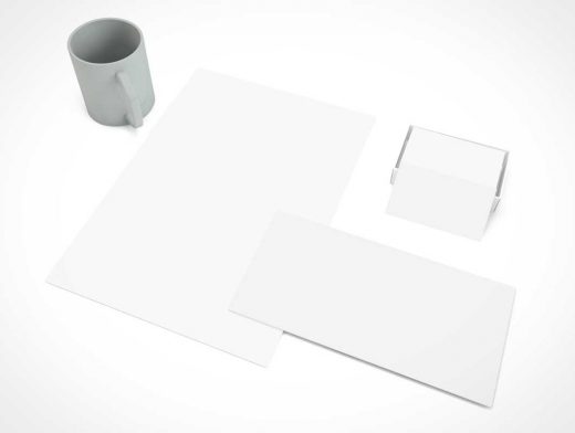 Branding Stationery Above Product View PSD Mockup