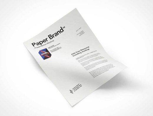 Buckled A4 Paper Sheet PSD Mockup