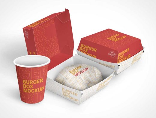 Burger Takeout Food Kraft Packaging PSD Mockup
