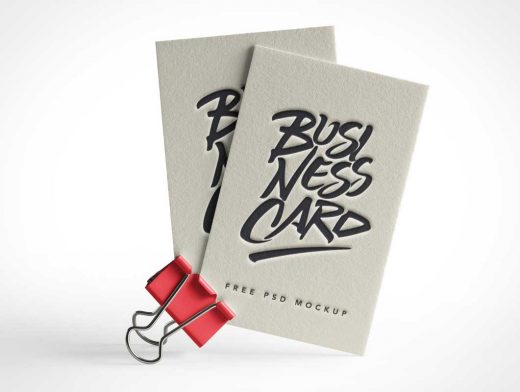 Business Card Pair & Binder Clip Stand PSD Mockup