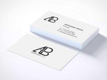 Business Card Stack Pile Front & Back PSD Mockup