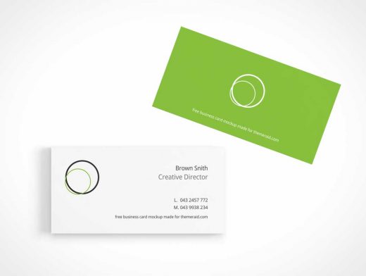 Business Cards Presentation Top View PSD Mockup
