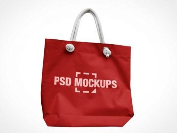Canvas Handbag & Rope Handles PSD Mockup