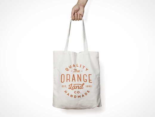 Canvas Tote Bag PSD Mockup With Carry Handle