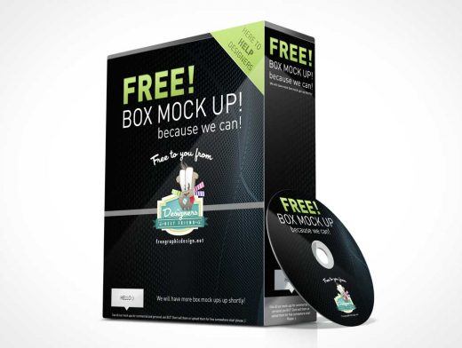 CD And Box Packaging PSD Mockup For Software