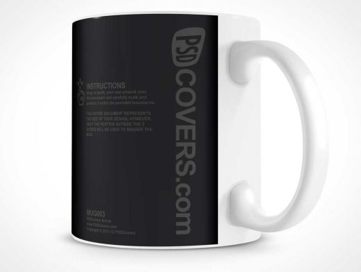 Ceramic Coffee Mug PSD Mockup With Handle Out Front