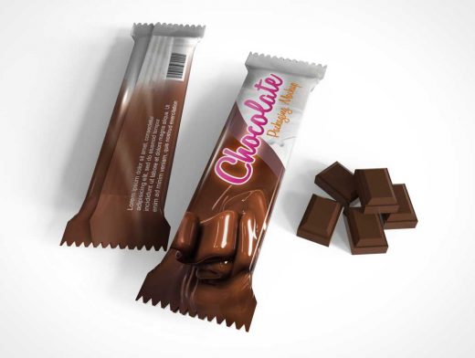 Chocolate Candy Bar PSD Mockup Packaging With Edibles