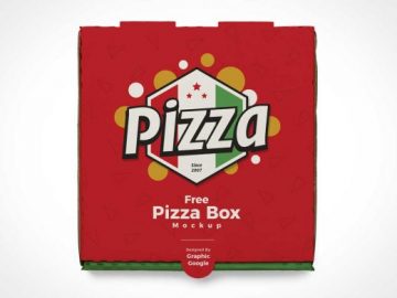 Closed Pizza Pie Box Cover PSD Mockup