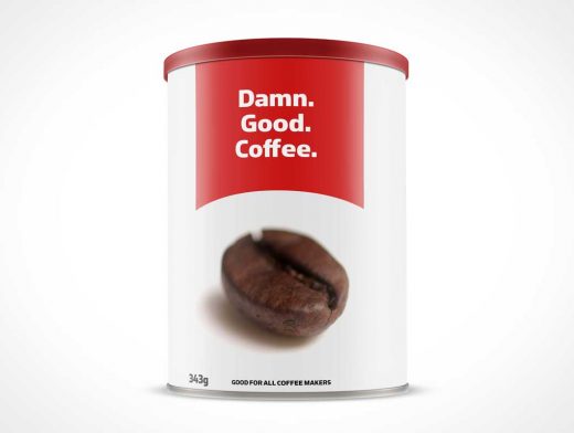 Coffee Canister Front Label PSD Mockup