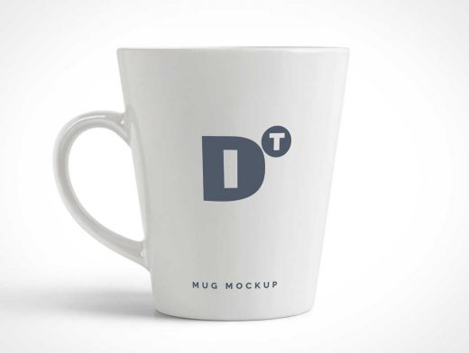 Conical White Coffee Mug PSD Mockup