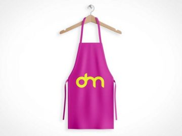 Cooking Apron Smock Front & Clothes Hanger PSD Mockup