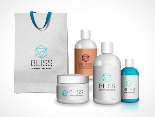 Cosmetic Branding PSD Mockup With Carry Bag
