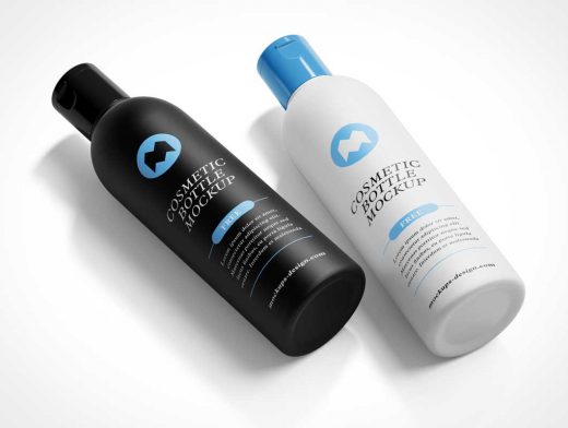 Cosmetic Shampoo Lotion Bottle & Snapcap PSD Mockup
