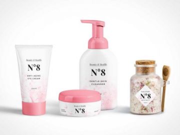 Cosmetics Packaging PSD Mockup Scene With Tube And Bottle