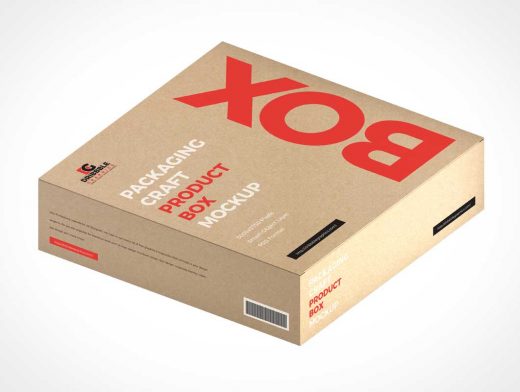 Craft Cardboard Box Packaging PSD Mockup