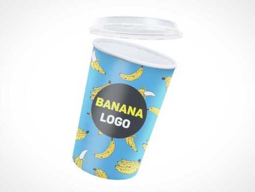 Disposable Paper Cup PSD Mockup With Transparent Lid