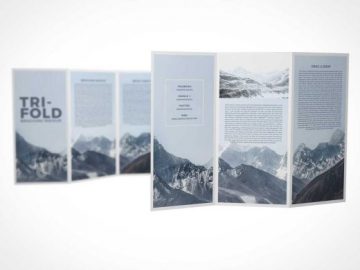 Dual 3 Panel Tri-Fold Brochure Front & Back PSD Mockup