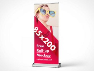 Fabric Roll-Up Trade Show Event Banner PSD Mockup