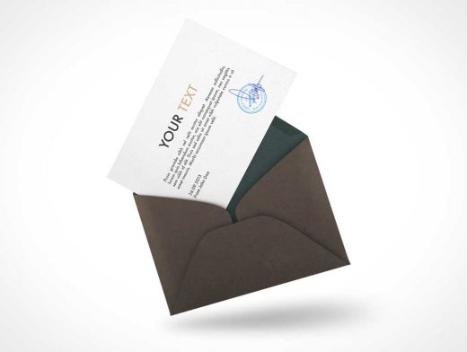 Floating RSVP Card PSD Mockup With Envelope