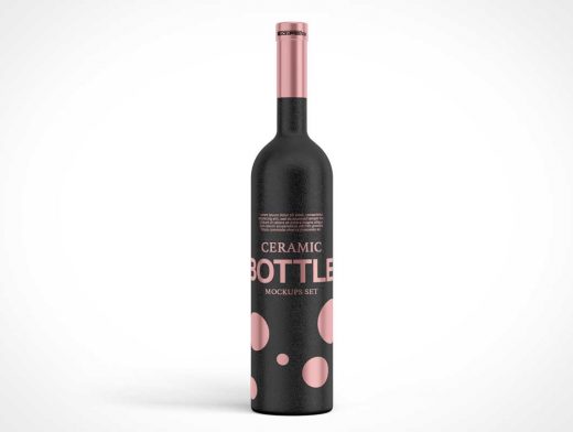Foil & Cork Sealed Glass Wine Bottle PSD Mockup