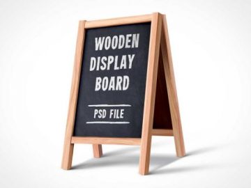 Folding A-Frame Chalk Signboard PSD Mockup