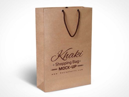 Free Khaki Brown Paper Shopping Bag PSD Mockup
