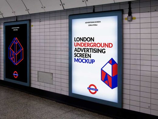Free London Underground Ad Billboard PSD Mockup
