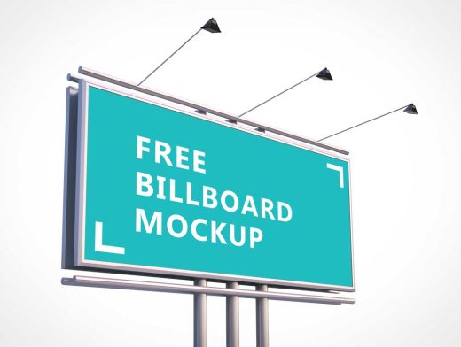 Free Roadside Billboard PSD Mockup With Spotlights