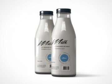 Glass Milk Bottle Jugs PSD Mockup