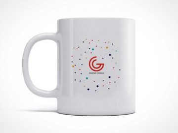Glossy Ceramic Coffee Mug & Handle PSD Mockup