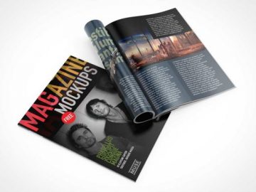 Glossy Magazine Front, Back Covers & Inside Pages PSD Mockup