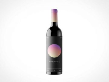 Glossy Wine Bottle PSD Mockup